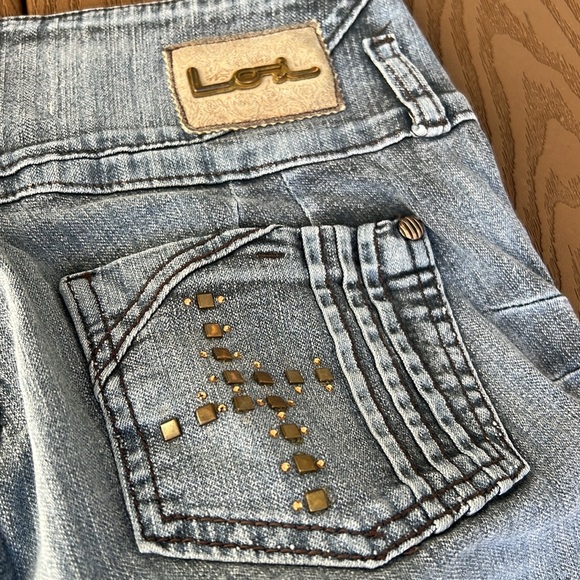 LOi wide waist button/zip skinny jeans made in Columbia SZ 10/Juniors 5 USA - Picture 9 of 14